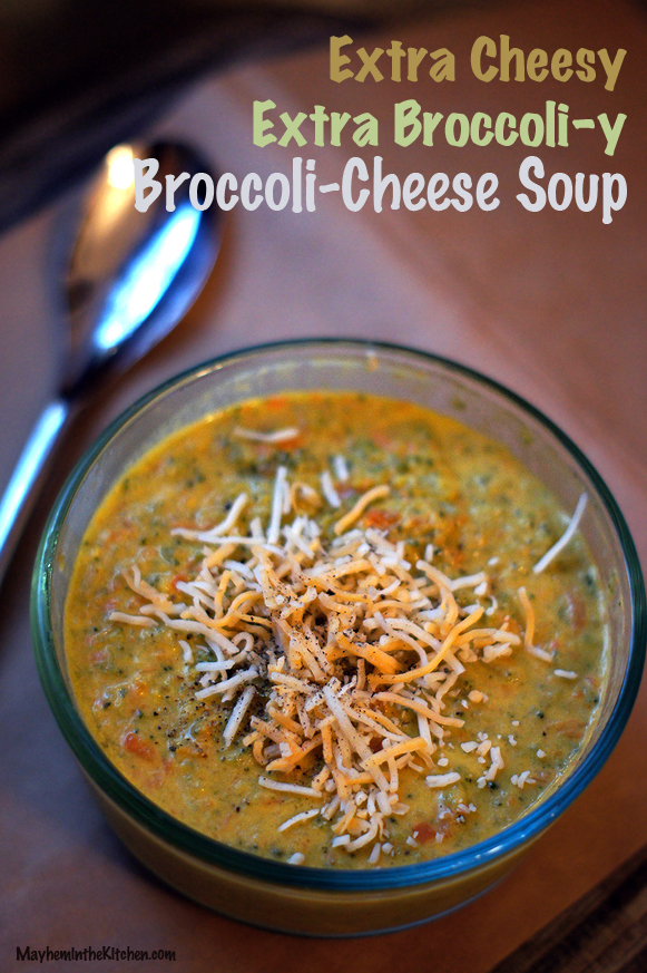 Broccoli-Cheese Soup with extra broccoli and extra cheese! SO GOOD! #vegetarian