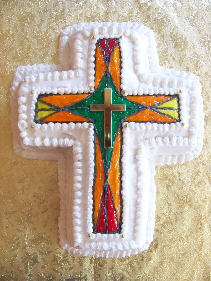 Stained Glass Cross Cake #christening #baptism #firstcommunion #confirmation