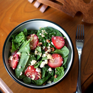 Strawberry Avocado Quinoa Spinach Salad with Balsamic Vinaigrette