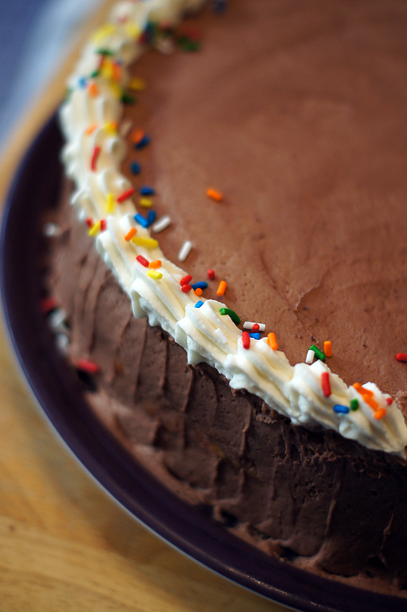 Cheesecake filled Chocolate Birthday Cake