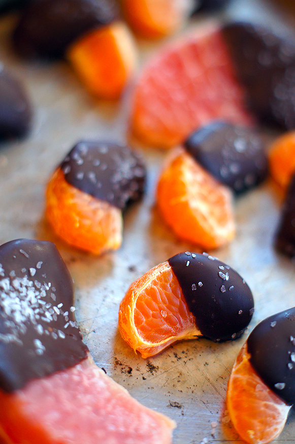 Salted Chocolate Dipped Grapefruit and Mandarin Oranges