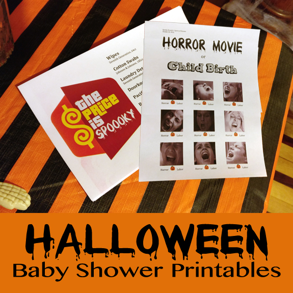 Free Halloween Baby Shower Printables - Horror Movie or Labor, The Price is Right