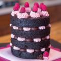Fancy naked Chocolate Truffle Cake with Raspberry Icing #valentinesday #birthdaycake